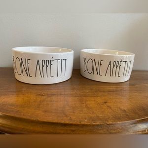 Rae Dunn Pair of Bone Appetit Dog Pet Bowls NWT
